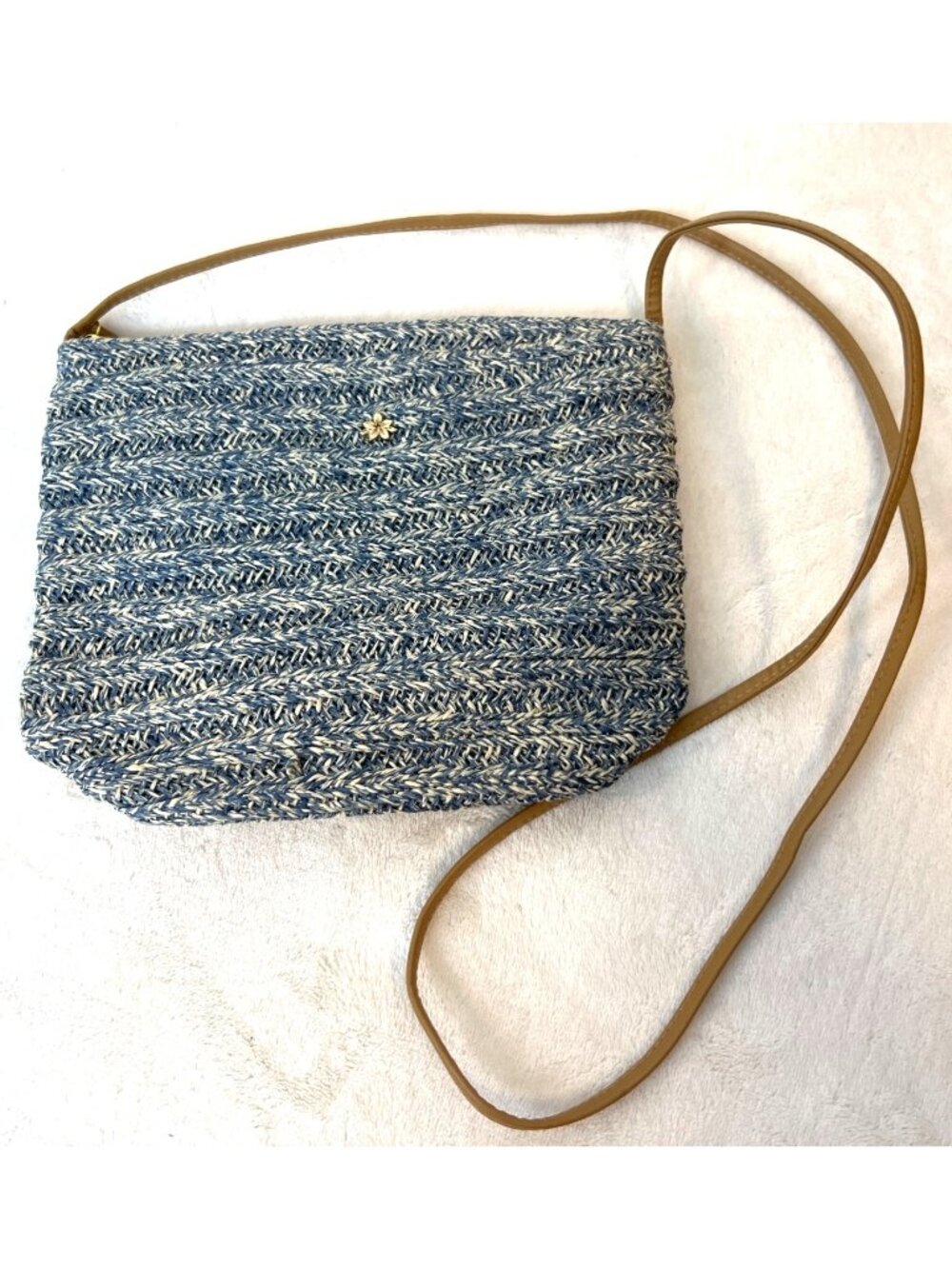 Cappelli Straw Purse Strap Blue Summer Handbag Woven Crossbody 9.5 X 8